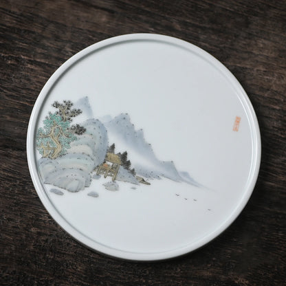 ceramic pot of bearing dry bubble machine of Chinese style restoring ancient ways mountain pot pad small tea tray tray