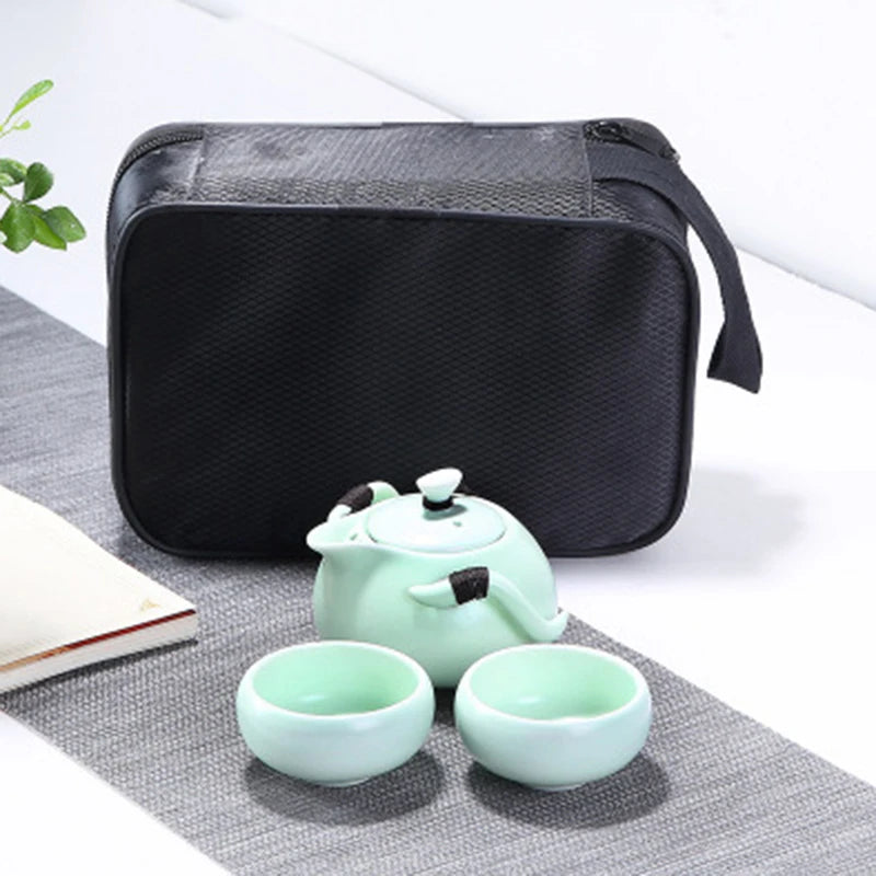 ceramic teapot kettle gaiwan tea cup for puer chinese tea pot portable tea set with travel bag Free shipping