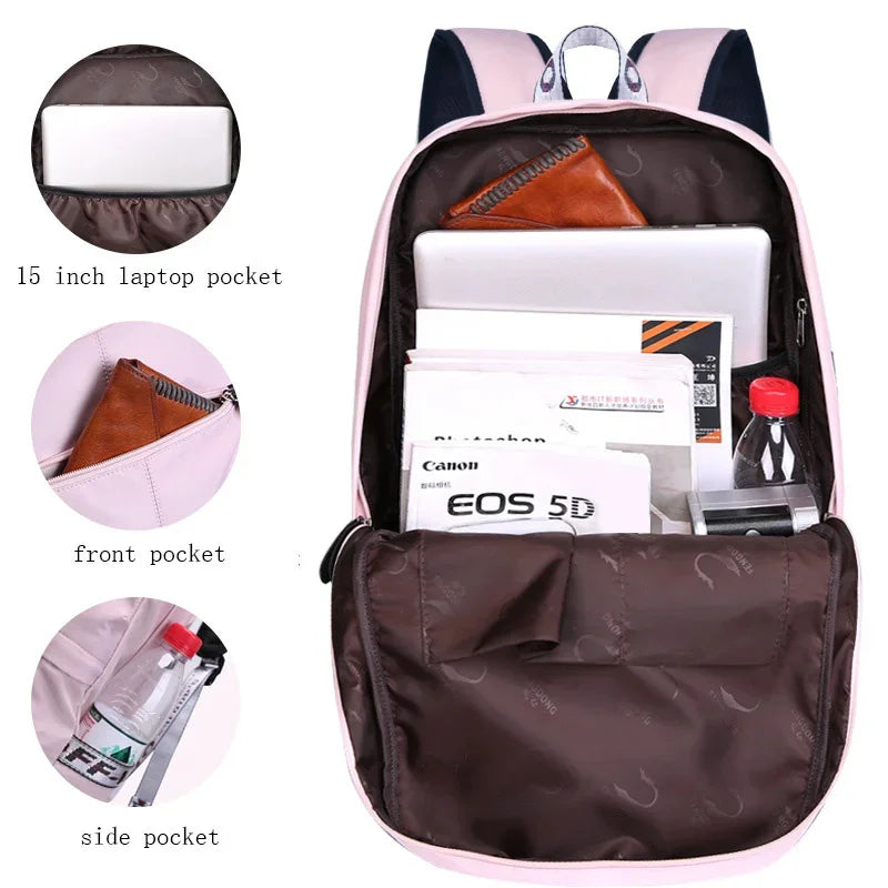 children bags for girls cute pink bag korean style bowknot fur ball girl school backpack bookbag