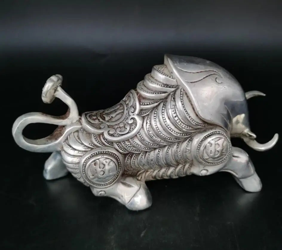 china White copper recruit fiscal cow crafts statue