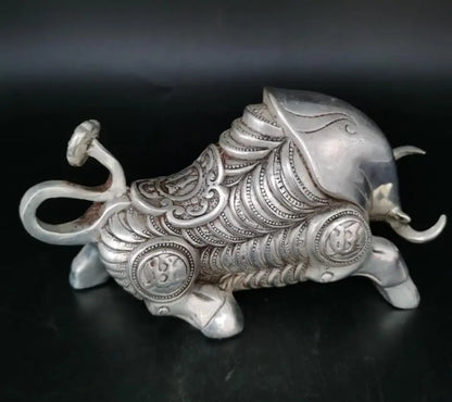 china White copper recruit fiscal cow crafts statue