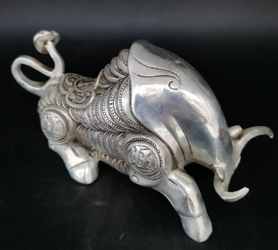 china White copper recruit fiscal cow crafts statue