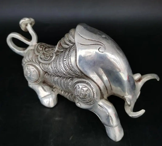 china White copper recruit fiscal cow crafts statue