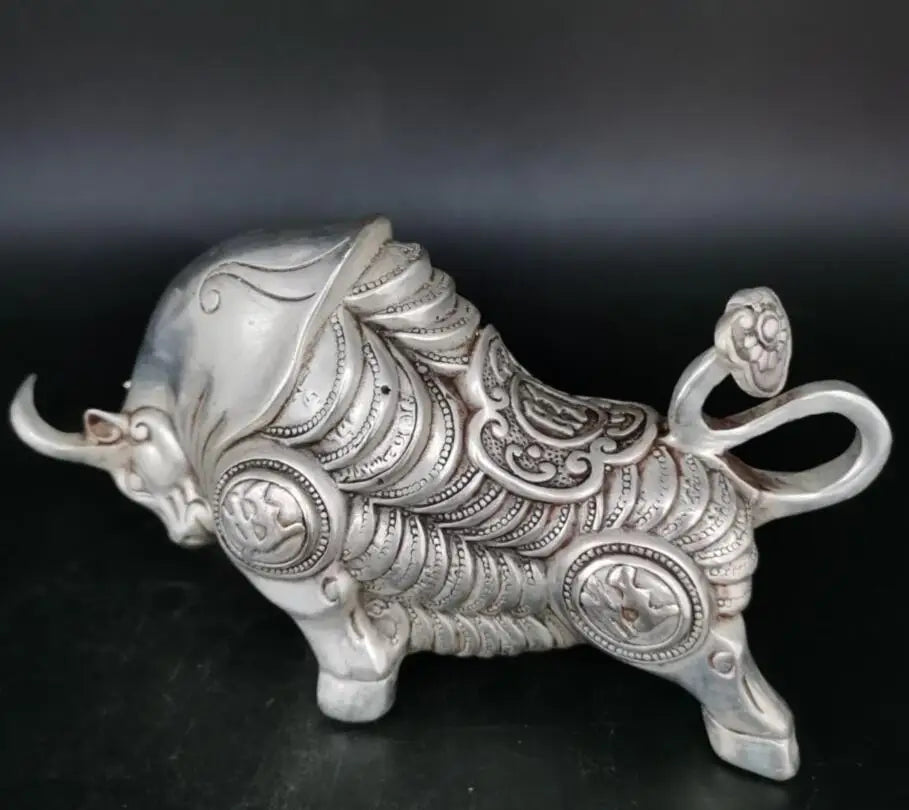china White copper recruit fiscal cow crafts statue