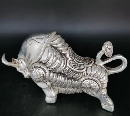 china White copper recruit fiscal cow crafts statue