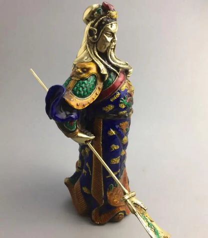 china brass archaize cloisonne guan yu crafts statue