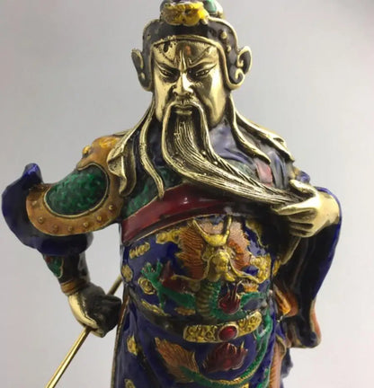 china brass archaize cloisonne guan yu crafts statue