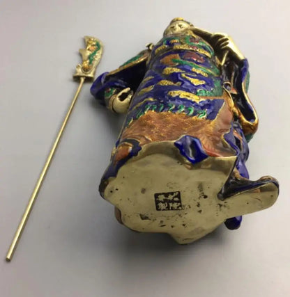 china brass archaize cloisonne guan yu crafts statue