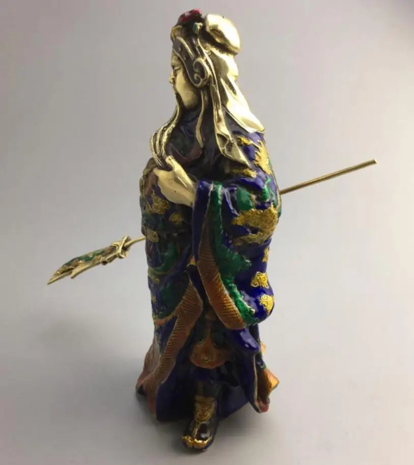 china brass archaize cloisonne guan yu crafts statue