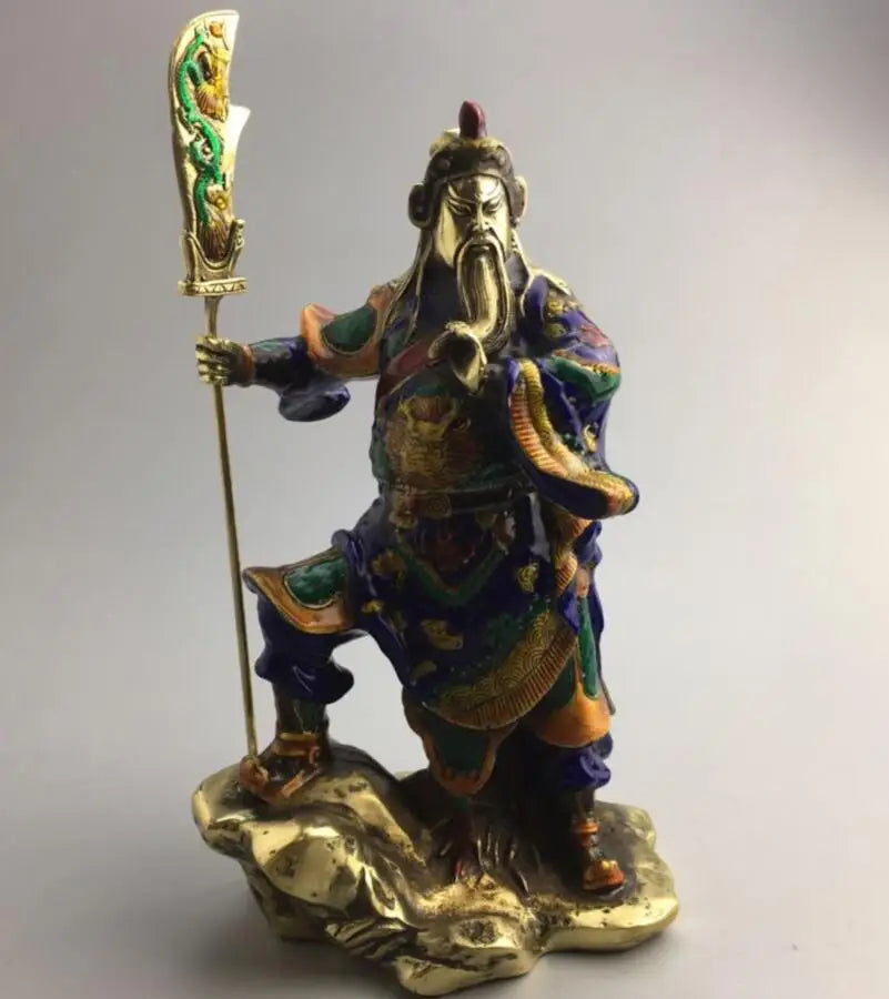 china brass cloisonne Martial arts god of wealth guan yu crafts statue