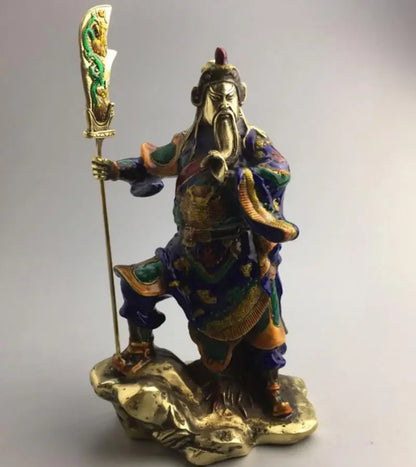china brass cloisonne Martial arts god of wealth guan yu crafts statue