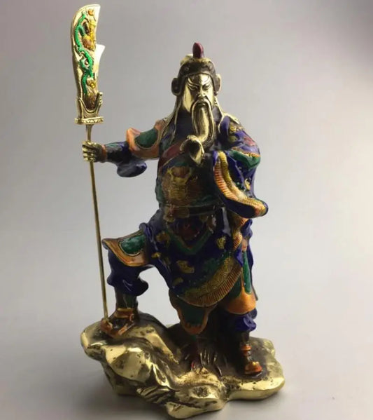 china brass cloisonne Martial arts god of wealth guan yu crafts statue