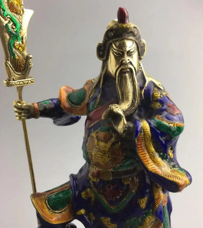china brass cloisonne Martial arts god of wealth guan yu crafts statue