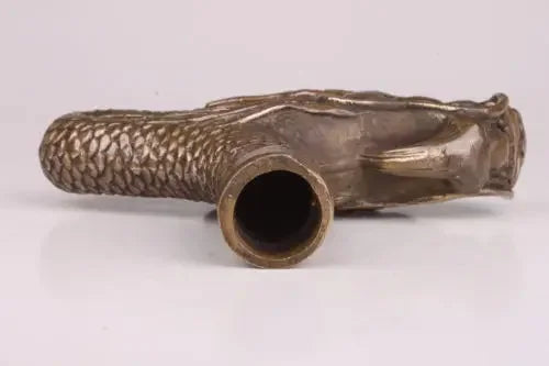 chinese Handmade Bronze Carving Dragon Collect Cane Walking Stick Head Statue