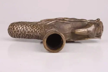 chinese Handmade Bronze Carving Dragon Collect Cane Walking Stick Head Statue