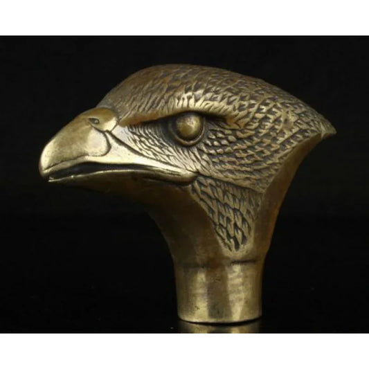 chinese Old Bronze Hand Carved Eagle Statue Cane Walking Stick Head