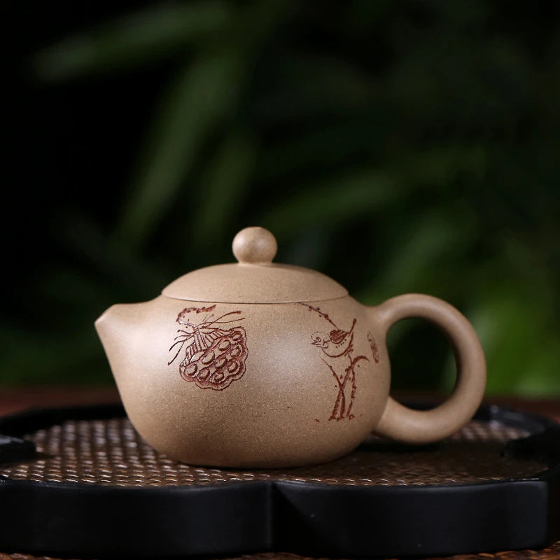 chinese tea pot real yixing zisha duan clay marked lotus root handpainted 9 infuser holes xishi pot 80ml