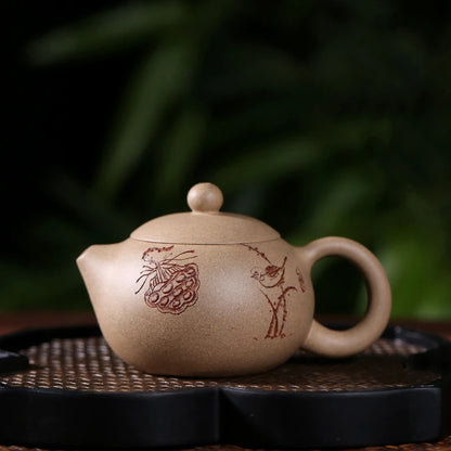 chinese tea pot real yixing zisha duan clay marked lotus root handpainted 9 infuser holes xishi pot 80ml