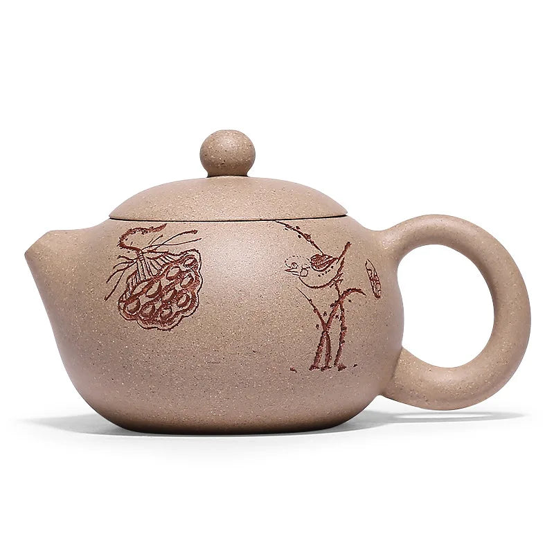 chinese tea pot real yixing zisha duan clay marked lotus root handpainted 9 infuser holes xishi pot 80ml