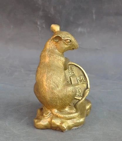 christmas Lucky Chinese Brass Fengshui Wealth yuanbao money Coin Mice Rat Mouse Statue halloween