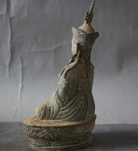 christmas Old Tibet Buddhism Temple bronze Guru Rinpoche Padmasambhava Vajra Buddha Statue halloween