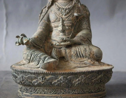 christmas Old Tibet Buddhism Temple bronze Guru Rinpoche Padmasambhava Vajra Buddha Statue halloween