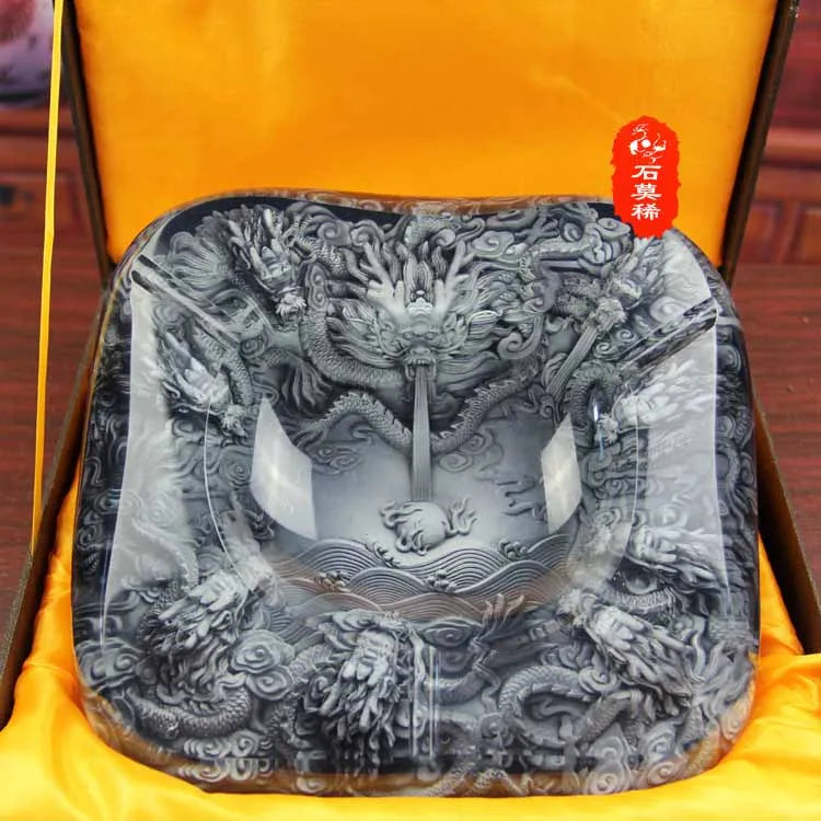 company BAR Business ART TOP COOL -3D crystal Flying dragon GOOD LUCK FENG SHUI Ashtray Sculpture statue