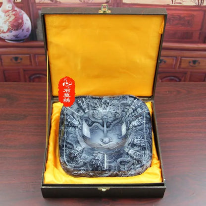 company BAR Business ART TOP COOL -3D crystal Flying dragon GOOD LUCK FENG SHUI Ashtray Sculpture statue