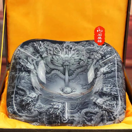 company BAR Business ART TOP COOL -3D crystal Flying dragon GOOD LUCK FENG SHUI Ashtray Sculpture statue