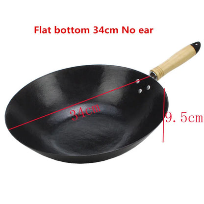 cooking wok cast iron cooking pan steel wok deep frying pan cookware kitchen pot no coating No stick balck shiny chinese pan wok