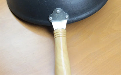cooking wok cast iron cooking pan steel wok deep frying pan cookware kitchen pot no coating No stick balck shiny chinese pan wok