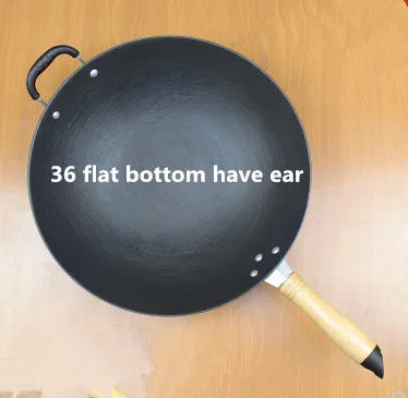 cooking wok cast iron cooking pan steel wok deep frying pan cookware kitchen pot no coating No stick balck shiny chinese pan wok