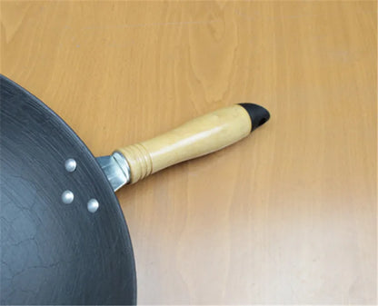 cooking wok cast iron cooking pan steel wok deep frying pan cookware kitchen pot no coating No stick balck shiny chinese pan wok