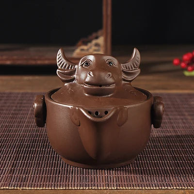 creative Chinese yixing zisha tea pot Zodiac animal statue pot with infuser portable tea set for travel purple clay pot of tea