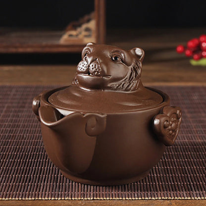 creative Chinese yixing zisha tea pot Zodiac animal statue pot with infuser portable tea set for travel purple clay pot of tea