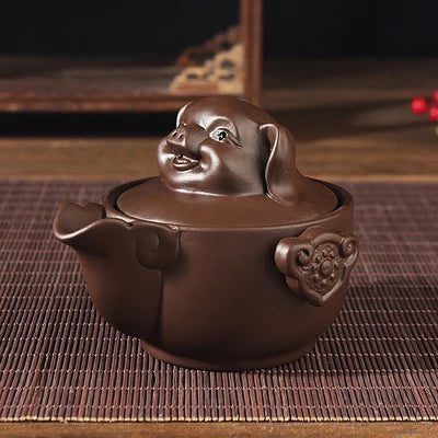 creative Chinese yixing zisha tea pot Zodiac animal statue pot with infuser portable tea set for travel purple clay pot of tea