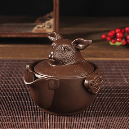 creative Chinese yixing zisha tea pot Zodiac animal statue pot with infuser portable tea set for travel purple clay pot of tea