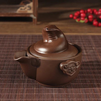 creative Chinese yixing zisha tea pot Zodiac animal statue pot with infuser portable tea set for travel purple clay pot of tea