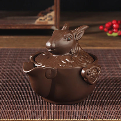 creative Chinese yixing zisha tea pot Zodiac animal statue pot with infuser portable tea set for travel purple clay pot of tea