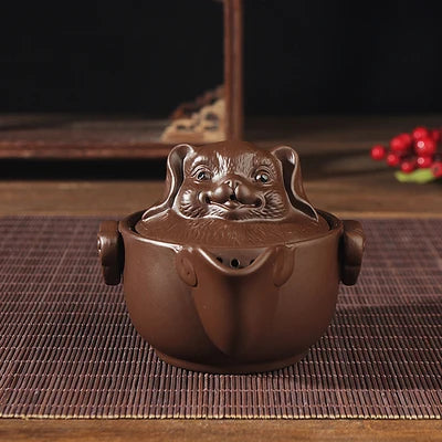 creative Chinese yixing zisha tea pot Zodiac animal statue pot with infuser portable tea set for travel purple clay pot of tea