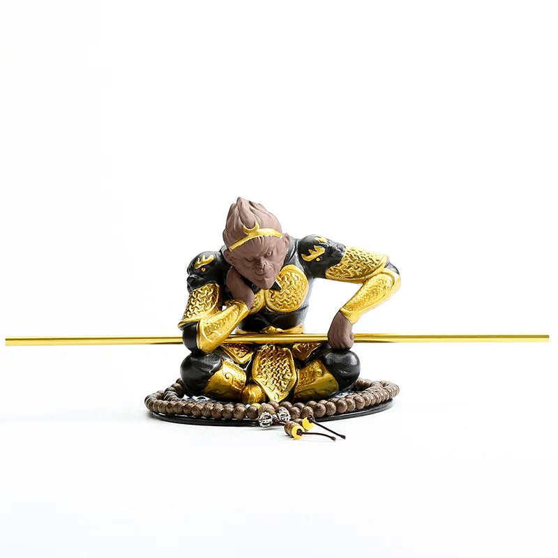 creative car decoration monkey king with bar safety bring Chinese ornament yixing zisha purple clay tea pet monkeys statue new