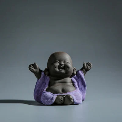 creative figurine yixing zisha purple clay tea pet small Buddha house decoration on tea table tea play Chinese ornament on sales