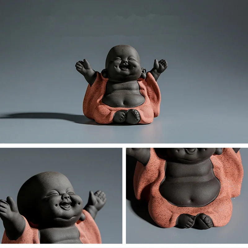 creative figurine yixing zisha purple clay tea pet small Buddha house decoration on tea table tea play Chinese ornament on sales