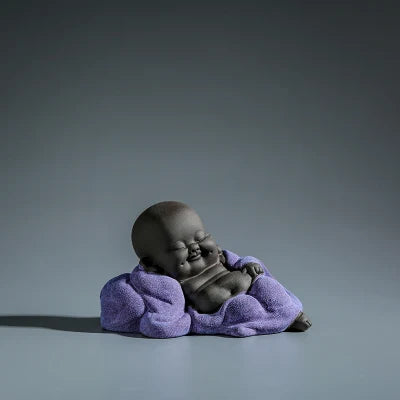 creative figurine yixing zisha purple clay tea pet small Buddha house decoration on tea table tea play Chinese ornament on sales