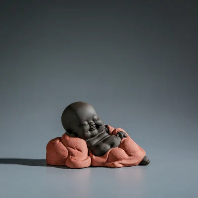 creative figurine yixing zisha purple clay tea pet small Buddha house decoration on tea table tea play Chinese ornament on sales
