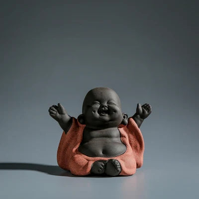creative figurine yixing zisha purple clay tea pet small Buddha house decoration on tea table tea play Chinese ornament on sales