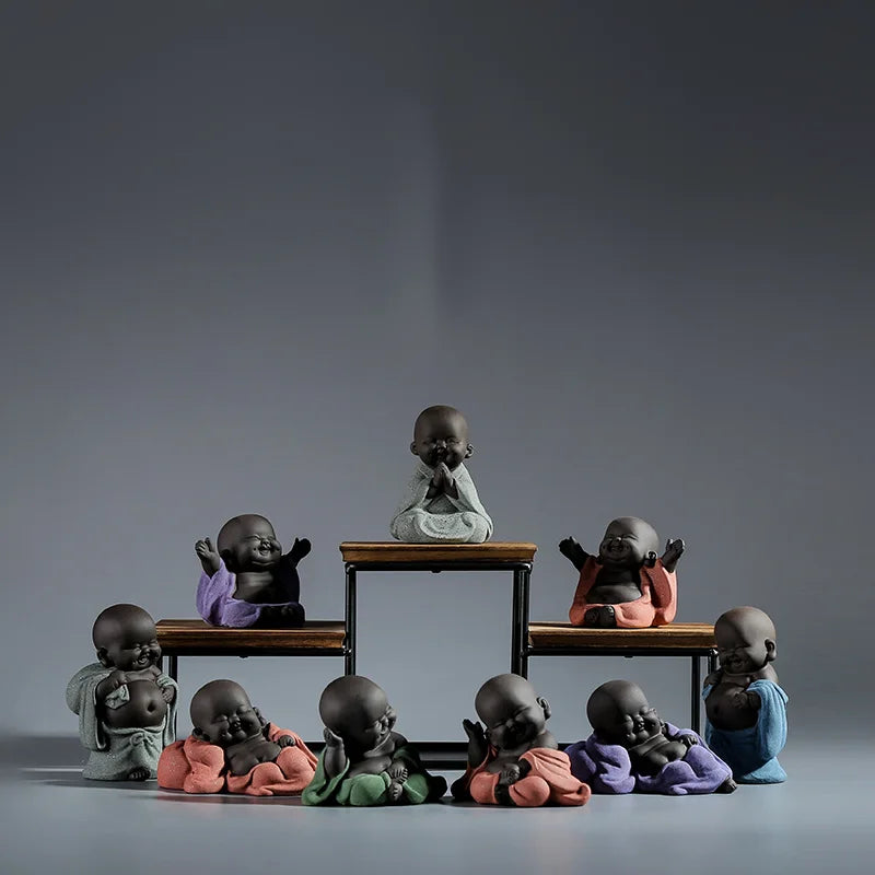 creative figurine yixing zisha purple clay tea pet small Buddha house decoration on tea table tea play Chinese ornament on sales