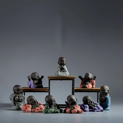 creative figurine yixing zisha purple clay tea pet small Buddha house decoration on tea table tea play Chinese ornament on sales
