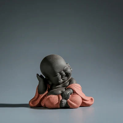 creative figurine yixing zisha purple clay tea pet small Buddha house decoration on tea table tea play Chinese ornament on sales