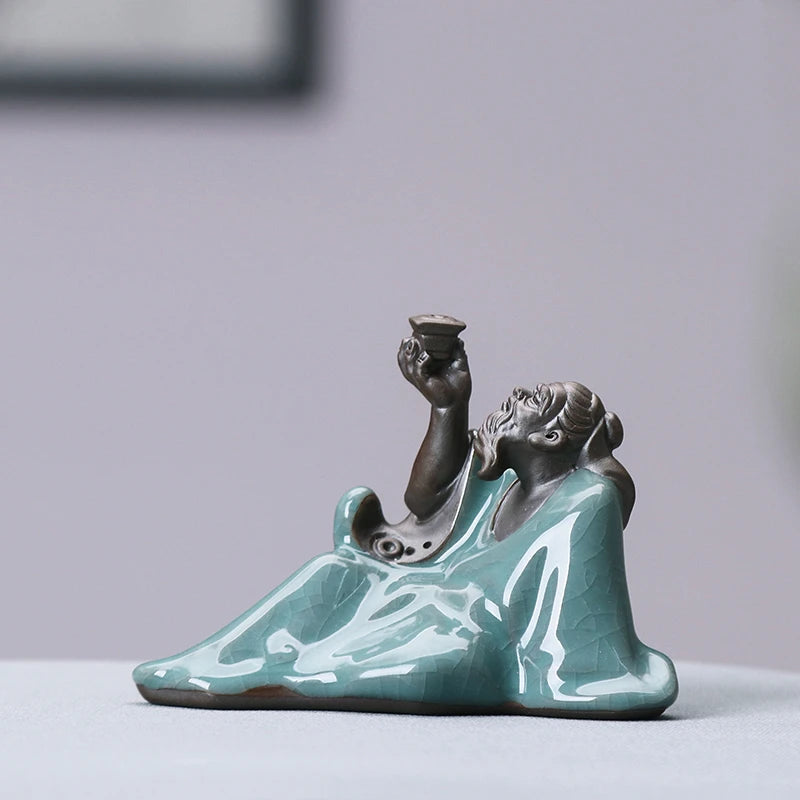 creative hallway decoration historical figurine statue crackle glace porcelain tea pet LiBai poet house warming gift ornament